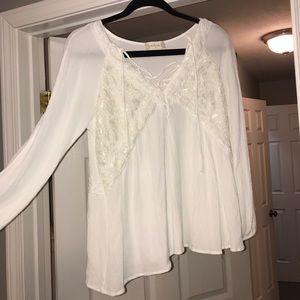 White long sleeve top